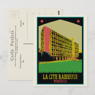 Marseille Cite Radieuse illustration France Postcard