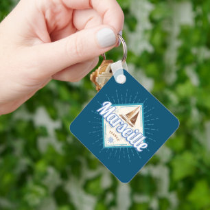 Marseille city France retro sailing ship vintage Keychain