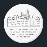 Marseille | Custom City Message or Slogan Magnet<br><div class="desc">A unique magnet favour representing the beautiful city of Marseille,  France.  
This keychain features a stylized illustration of the city's unique skyline with its name underneath.
Underneath the city name is a spot for your unique slogan or statement about your favourite city.</div>
