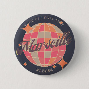 Marseille France City fashion pink disco ball 2 Inch Round Button