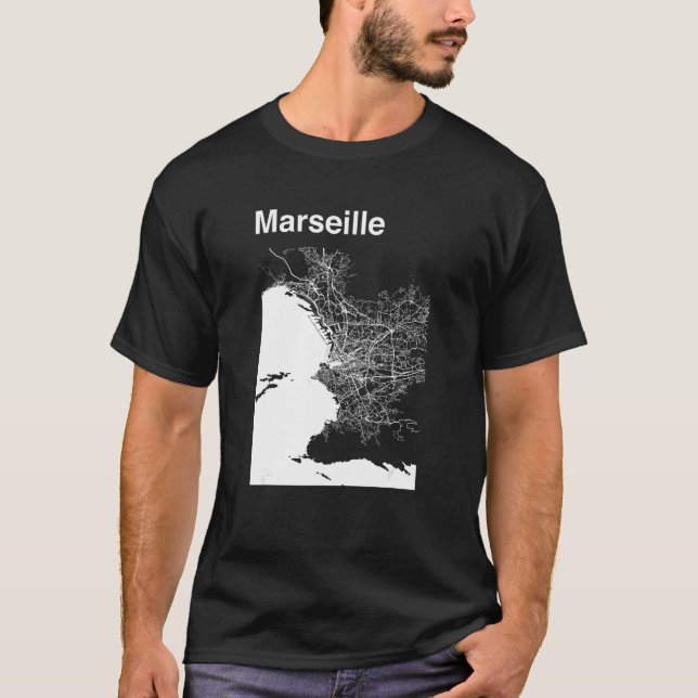 Marseille France Classic City Map Graphic T-Shirt (Front)