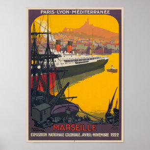 Marseille France Poster vintage 1922