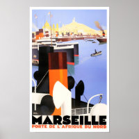 Marseille France vintage travel Poster