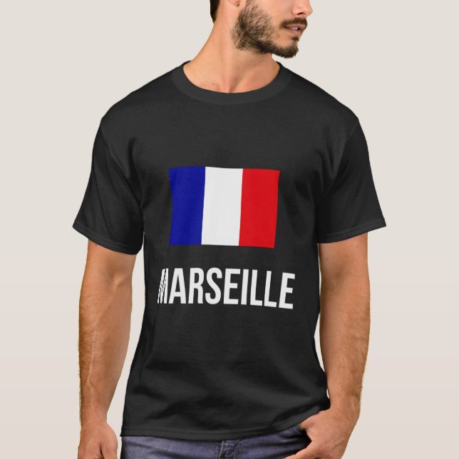 Marseille French Flag City Vacation Roots France T-Shirt (Front)