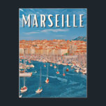 Marseille Photo Vintage Postcard<br><div class="desc">Gift idea for all lovers of Strasbourg ideal to put on your luggage/ backpack /luggage /car /caravan /camper-car /or anywhere else, retro badge with a view of Strasbourg city</div>