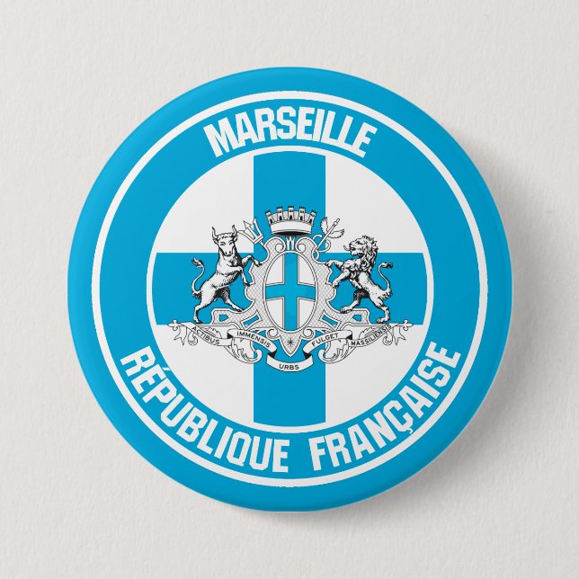 Marseille Round Emblem 3 Inch Round Button (Front)
