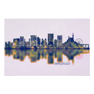 Marseille Skyline Poster