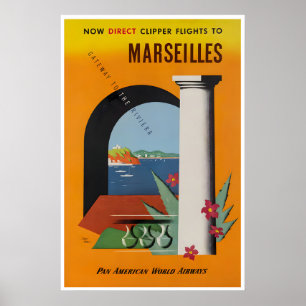 Marseille Travel Poster Vintage French Art France