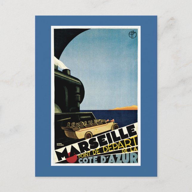 Marseille Vintage French Travel Poster Postcard (Front)