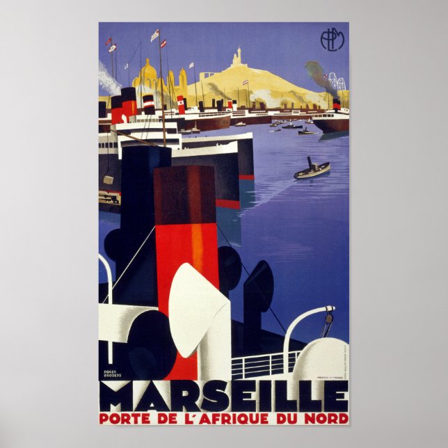 Marseille Vintage Travel Poster Restored (Front)