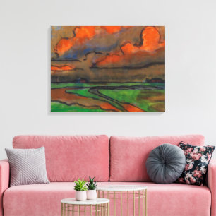 Marsh Landscape Under Red Clouds Emil Nolde Canvas Print