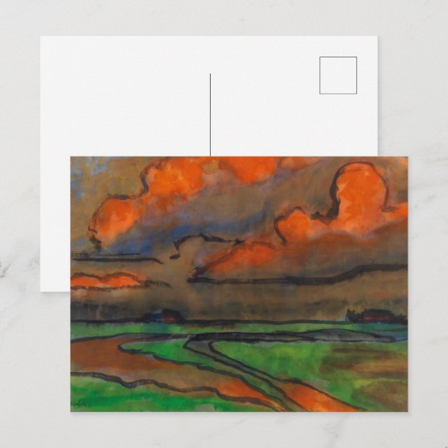 Marsh Landscape Under Red Clouds | Emil Nolde | Postcard (Front/Back)