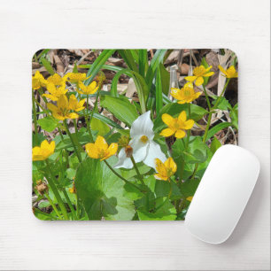 Marsh Marigold Flowers with a Trillium Mouse Pad