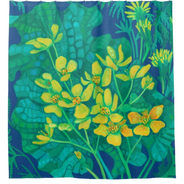 Marsh Marigold Summer Wildflowers Floral Painting (Front)