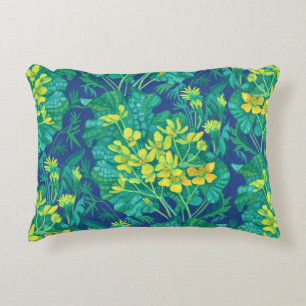 Marsh Marigold Summer Wildflowers Floral Painting Accent Pillow