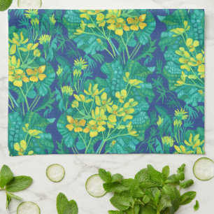 Marsh Marigold Wildflowers Yellow Flowers Pattern Kitchen Towel