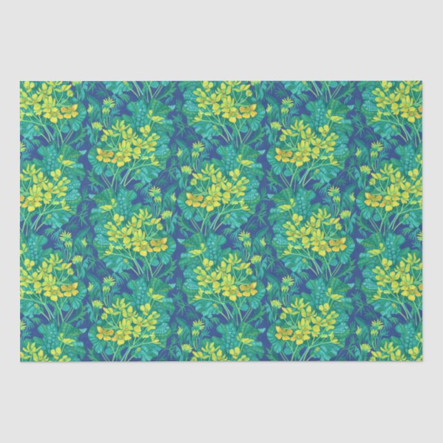 Marsh Marigold Wildflowers Yellow Flowers Pattern Tissue Paper (Front)
