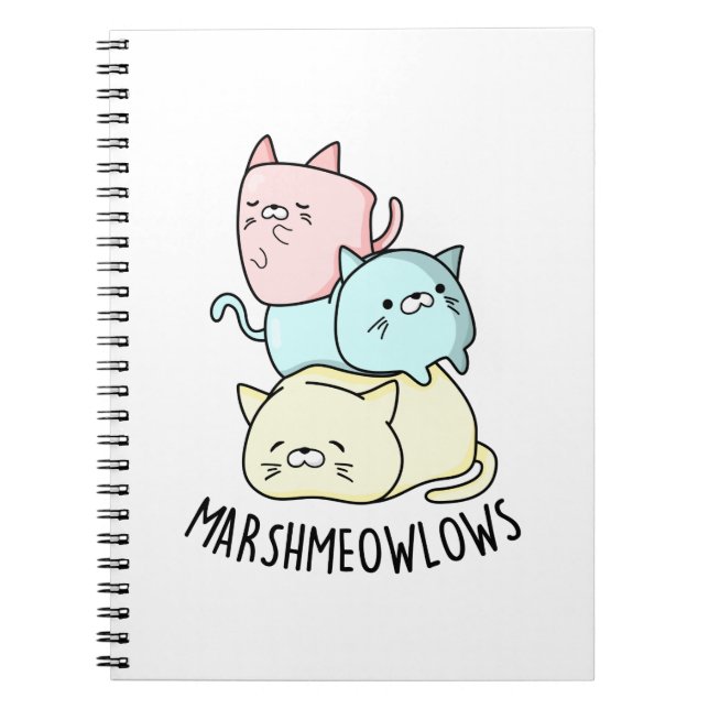 Marsh-meow-lows Funny Cat Marshmallow Pun  Notebook (Front)