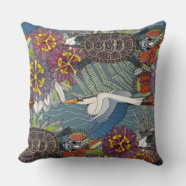 marsh NC blue slate Throw Pillow (Front)