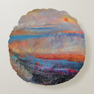 Marsh Sunset 2013 Round Pillow