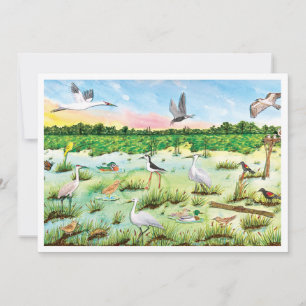 Marsh Wetlands Flat Greeting Card