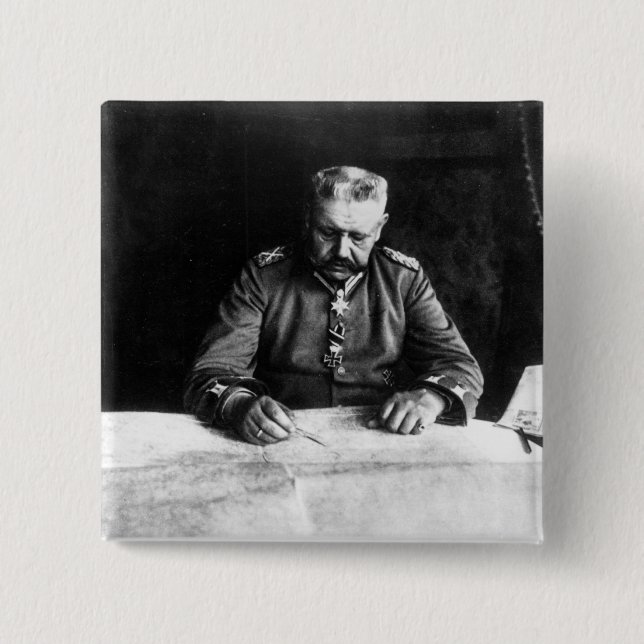Marshal Paul von Hindenburg, 1914 2 Inch Square Button (Front)