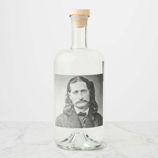 Marshal Wild Bill Hickok Old West Gunfighter Liquor Bottle Label (Front)