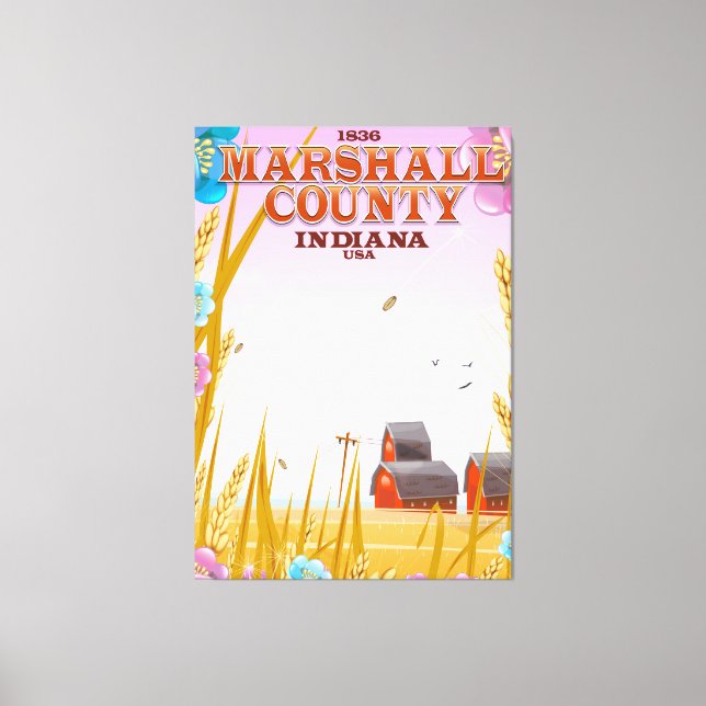 Marshall County '1836' Indiana travel poster. Canvas Print (Front)