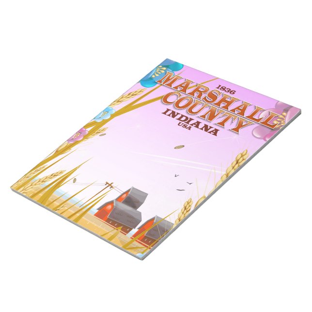 Marshall County '1836' Indiana travel poster. Notepad (Angled)