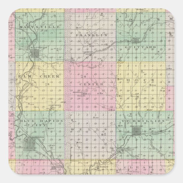 Marshall County and Irving, Kansas Square Sticker (Front)