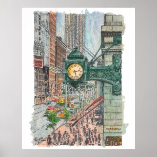 Marshall Field's Watercolor Poster