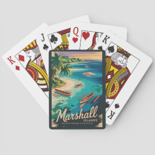 Marshall Islands Coast Illustration Travel Art Playing Cards