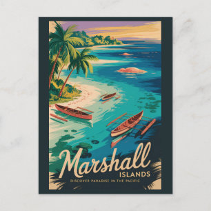 Marshall Islands Coast Illustration Travel Art Postcard