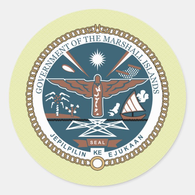 Marshall Islands Coat of Arms detail Classic Round Sticker (Front)