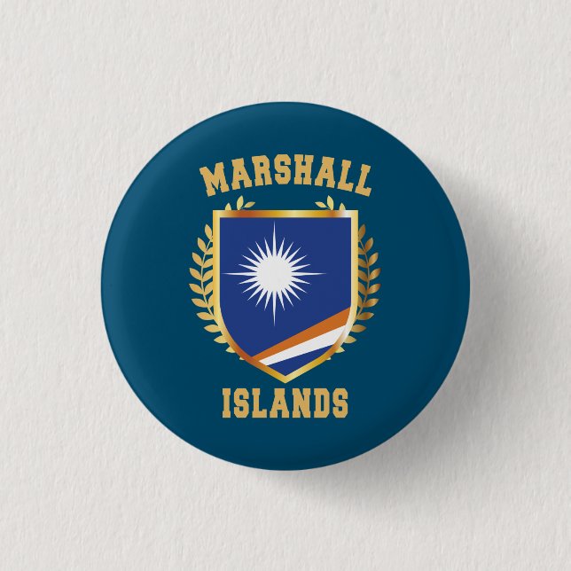 Marshall Islands Flag Shield 1 Inch Round Button (Front)