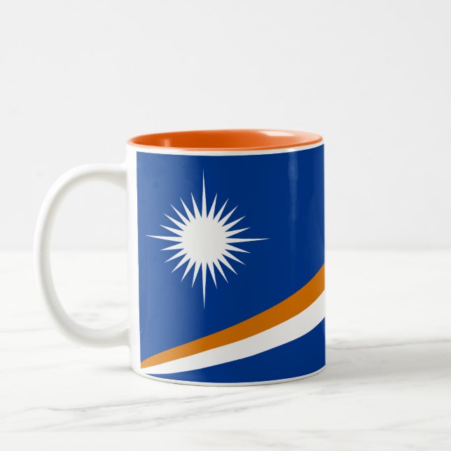 Marshall Islands Flag Two-Tone Coffee Mug (Left)