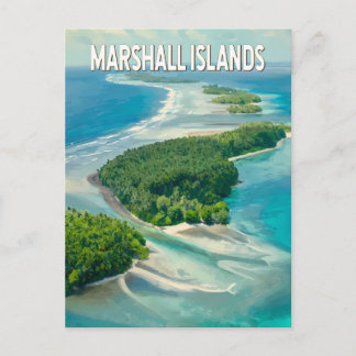 Marshall Islands Illustration Travel Art Vintage Postcard