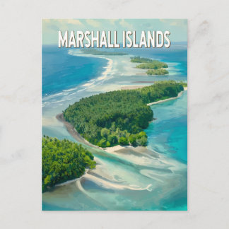 Marshall Islands Illustration Travel Art Vintage Postcard