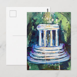Marshall Michigan Fountain Abstract Art Postcard
