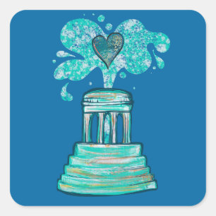 Marshall Michigan Fountain  Square Sticker