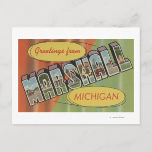 Marshall, Michigan - Large Letter Scenes Postcard