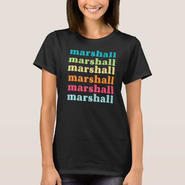Marshall Texas TX Colourful Repeating Text T-Shirt (Front)