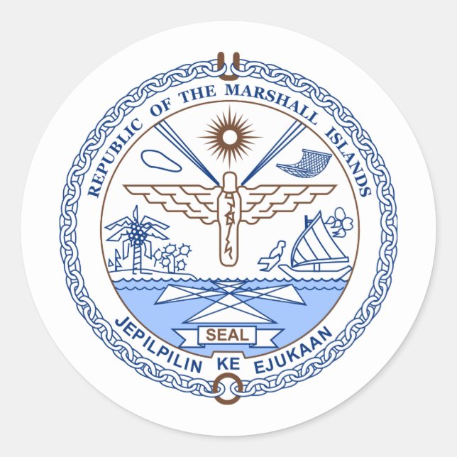 Marshallese Seal, The Marshall Islands Classic Round Sticker (Front)
