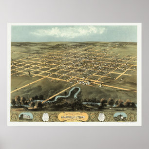 Marshalltown, IA Panoramic Map - 1868 Poster