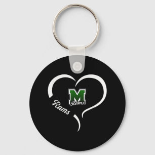 Marshfield Rams Logo Half Heart Slogan Hs Keychain
