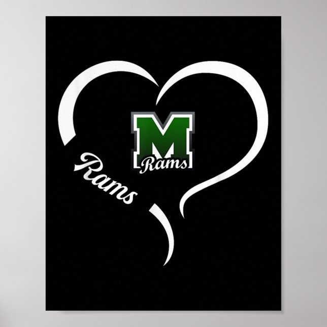 Marshfield Rams Logo Half Heart Slogan Hs  Poster (Front)