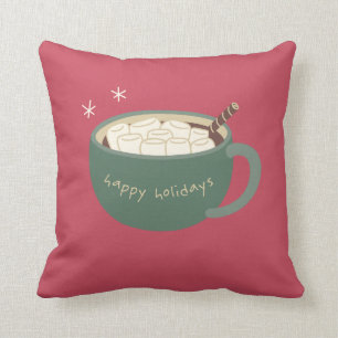 Marshmallow and Hot Chocolate Holiday Pillow