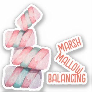 Marshmallow Balancing Pun Sticker
