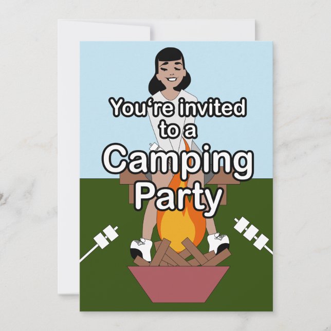 Marshmallow & Campfire Camping  Invitation (Front)