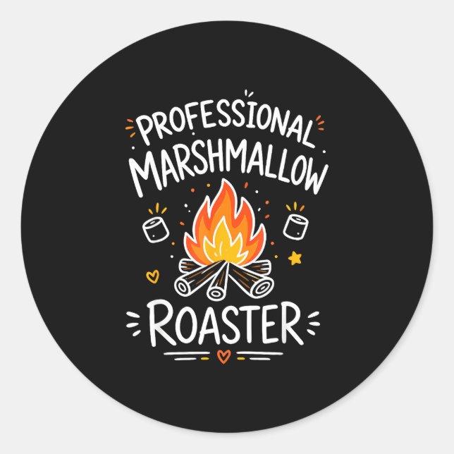 Marshmallow campfire s'mores  classic round sticker (Front)